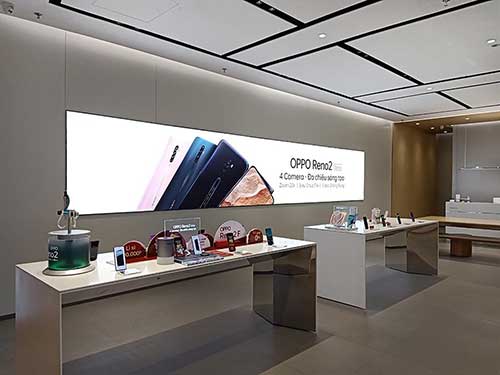 hộp đèn tranh vải 3p dành cho cửa hàng điện thoại oppo