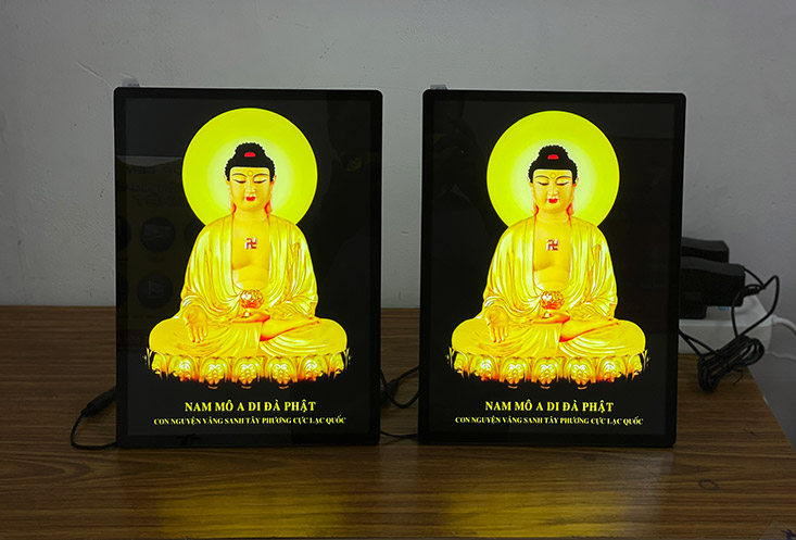 khung tranh đèn Phật giáo