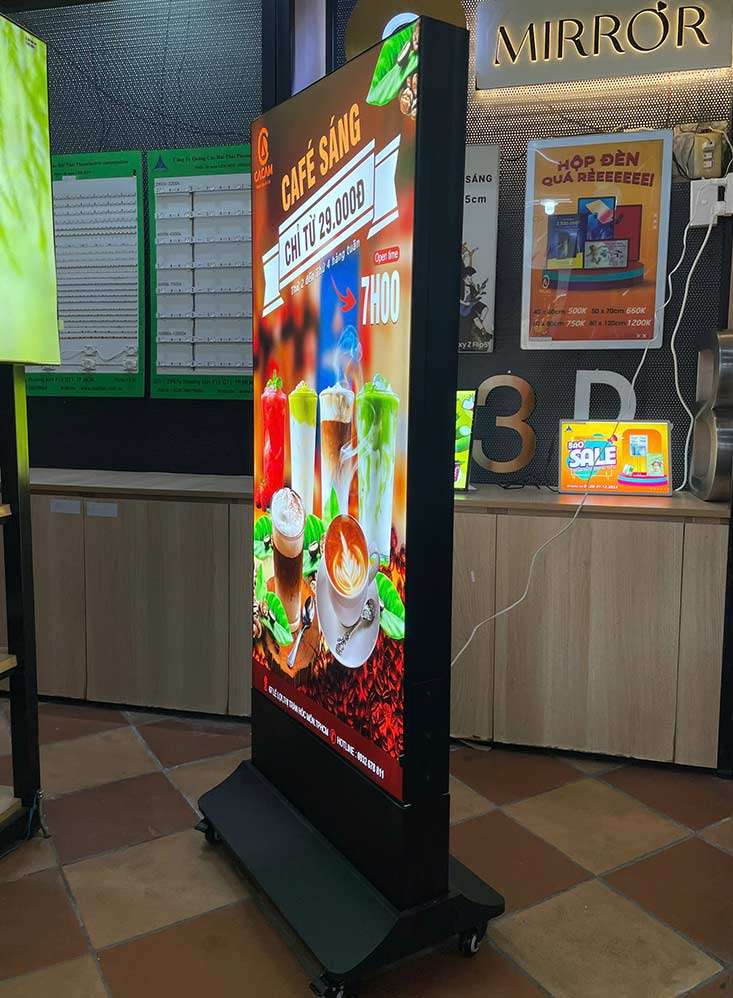 Hộp đèn nhét ron hai mặt chân đứng 60X120cm