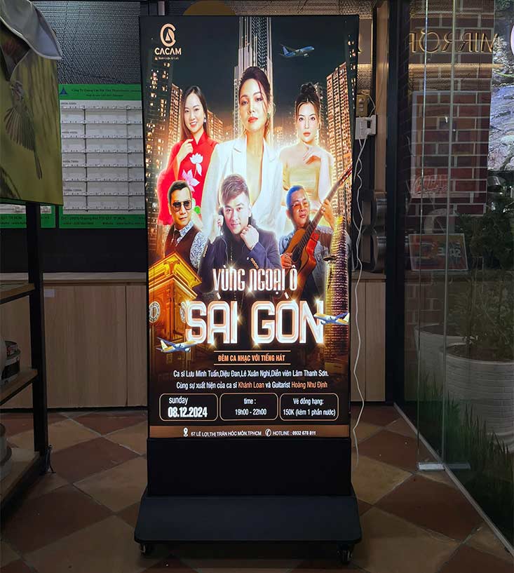 Hộp đèn nhét ron hai mặt chân đứng 60x120cm