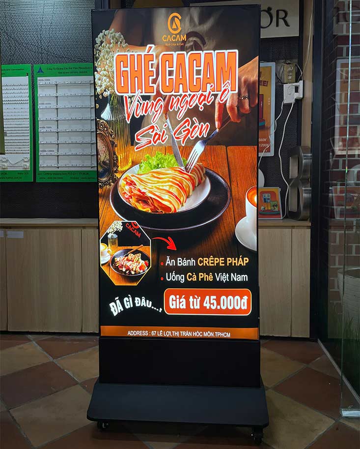 Hộp đèn nhét ron hai mặt chân đứng 60x120cm
