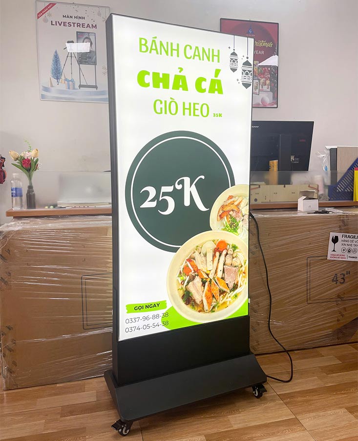 Hộp đèn nhét ron hai mặt chân đứng 60x120cm
