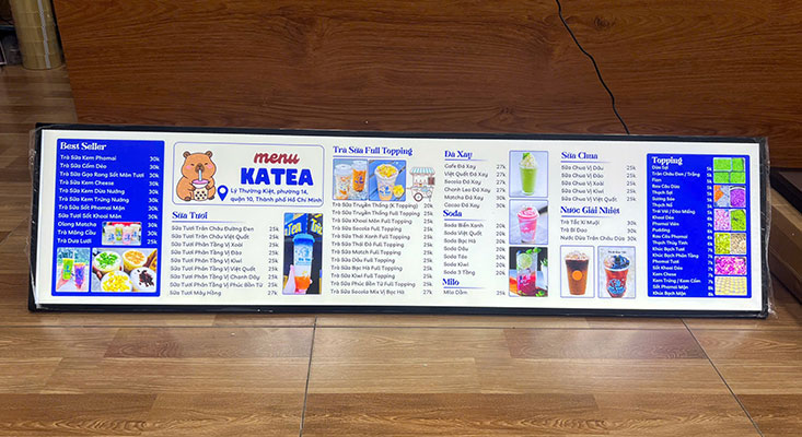 Tranh điện tranh rút 30x120cm làm menu