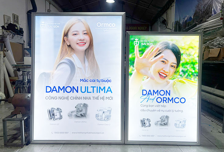 hộp đèn siêu mỏng nắp bật 4cm cho chuỗi cửa hàng Nha khoa Sài Gòn