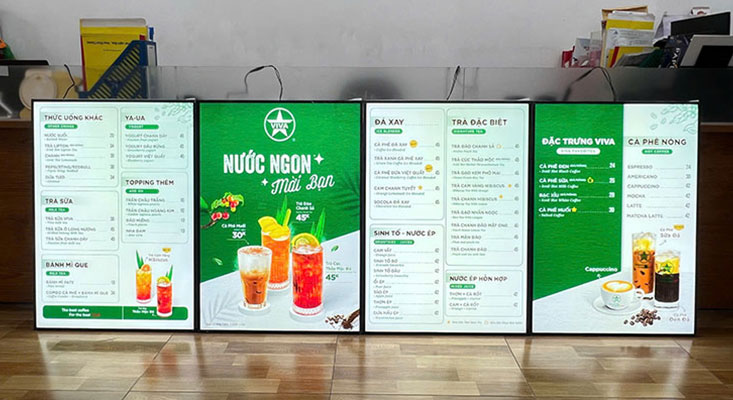 Tranh điện tranh rút 60x90 làm menu cho cửa hàng viva cf