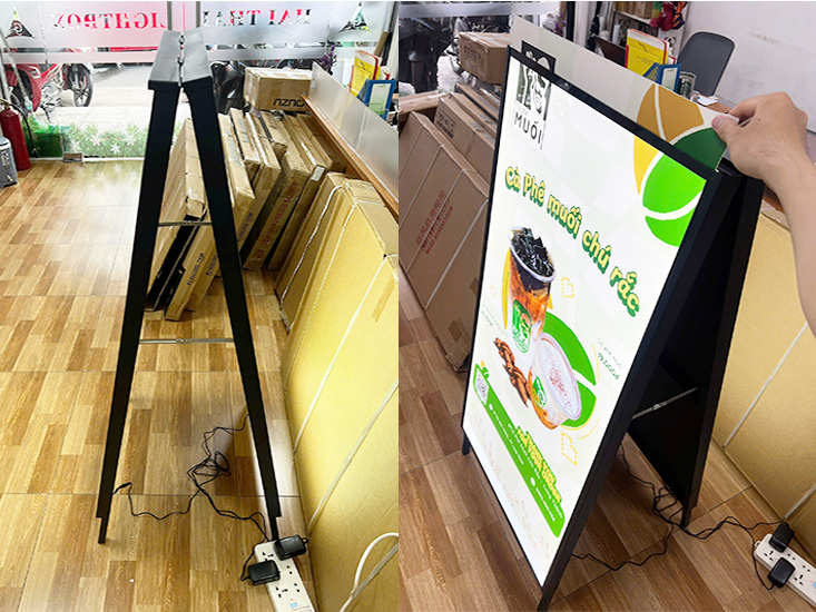 khung tranh điện 2 mặt 60x120cm chân đứng chữ A 2